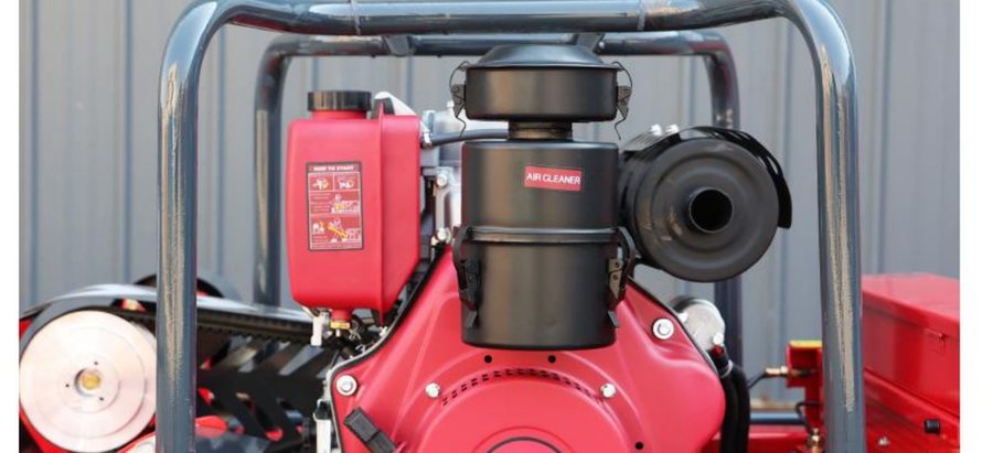 Diesel engine bay of the HYGC1200S showing the air cleaner and service access
