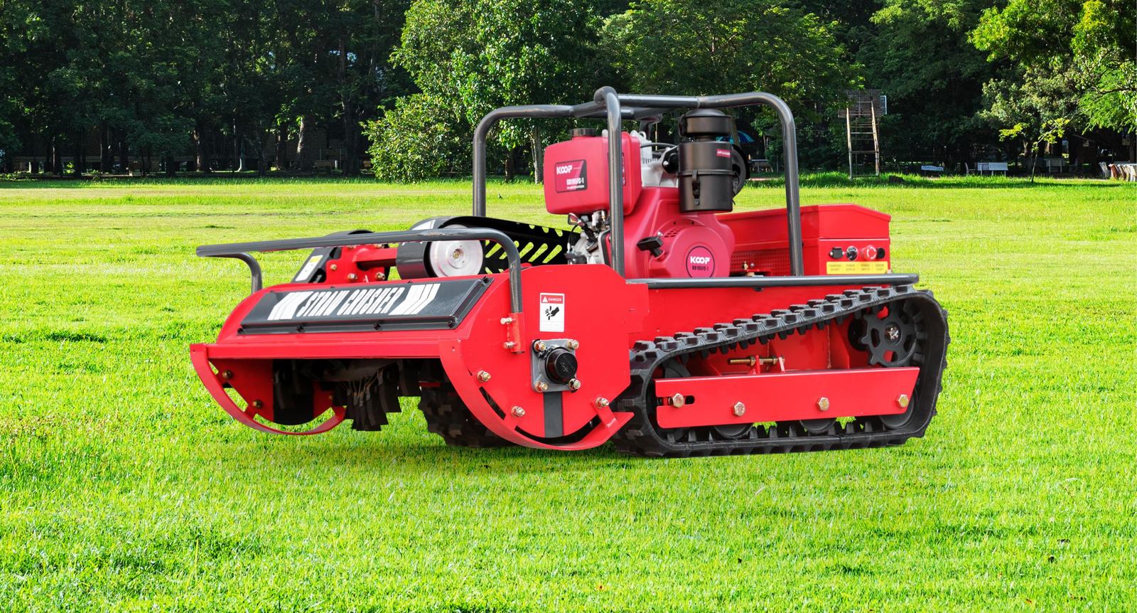 Huayee HYGC1200S remote control mower operating on open grass